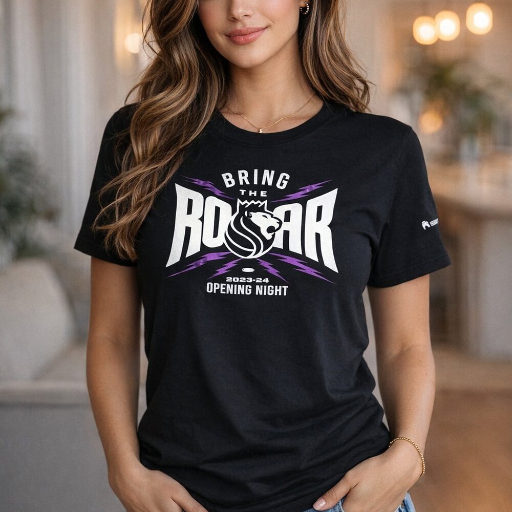 Sacramento Kings Shirt Black BRING THE ROAR 2023-24 Opening Night SGA Size Large